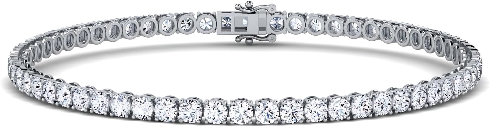 0.50-15 Carat Lab Grown Classic Diamond Tennis Bracelet 4 Prong Setting Luxury Collection (F-G Color, SI Clarity) Length- 7 Inch