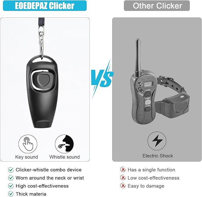 2-in-1 Dog Training Clicker Whistle for Training and Recall, Pet Training Accessories for Puppy, Cats, Horses & Small Animals - 2 Pack with Lanyard, Reward and Train Your Pets Efficiently-PurrikoPets