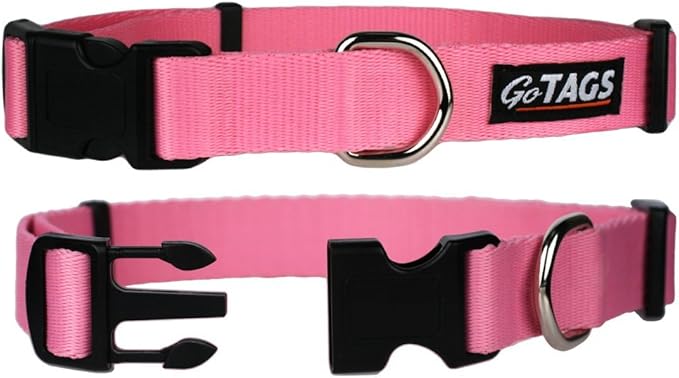 GoTags Dog Collars, Durable Solid Nylon Dog Collars in 5 Color Options and 4 Adjustable Sizes for Puppy and Dogs Extra Small, Small, Medium or Large-PurrikoPets