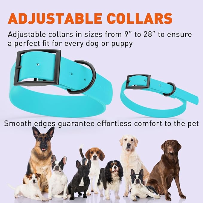 Dogline Biothane Waterproof Dog Collar Strong Coated Nylon Webbing with Black Hardware Odor- Proof for Easy Care Easy to Clean High Performance Fits Small Medium or Large Dogs, Sky Blue-PurrikoPets