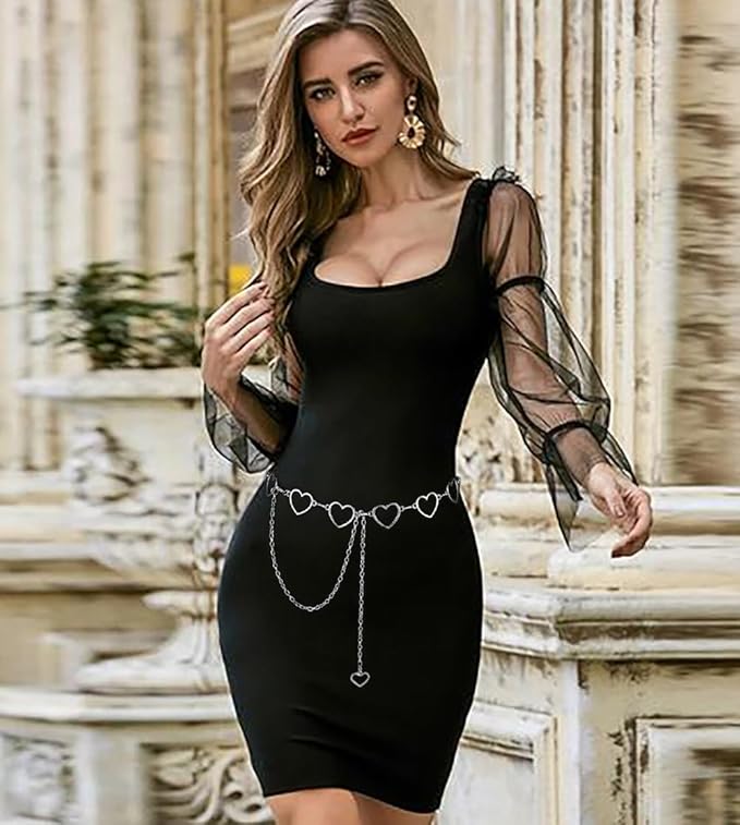 Metal Waist Chain Women - Love Hearts Pendant Adjustable Link Belt