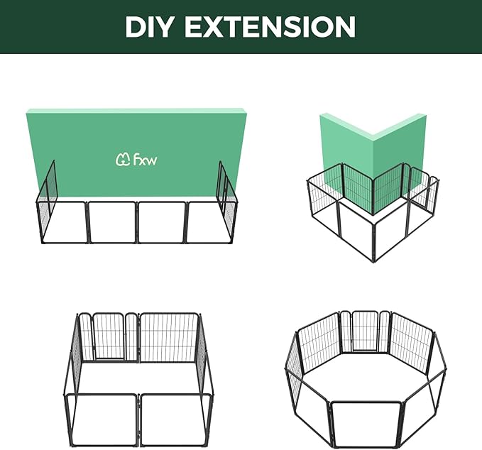 FXW Homeplus Unleashed Indoor Dog Playpen - Stress-Free and Safe Play, Heavy Duty 24 Inch 4 Acrylic Panels + 4 Wire Panels Dog Pen for Puppy and Small Dogs, Black│Patented-PurrikoPets