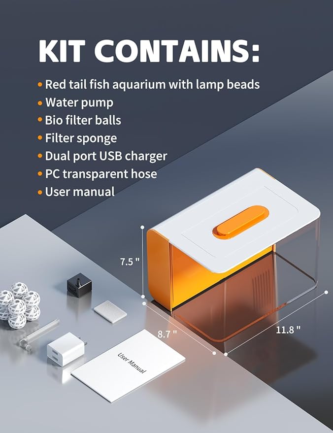 2.5 Gallon Fish Tank Small Aquarium Starter Kit with Hidden Filtration, 3 Color Light, Self Cleaning Nano Tank for Betta, Shrimp, Guppy, Angelfish-PurrikoPets