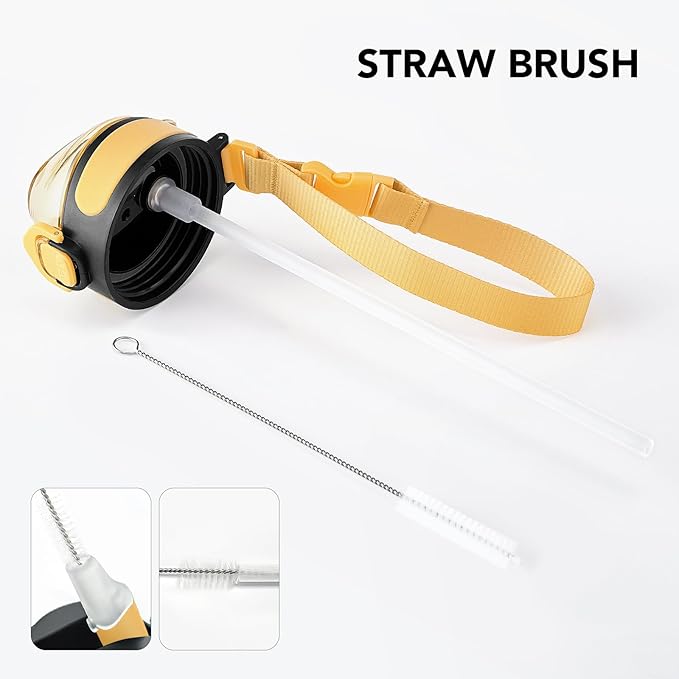 Enerbone 32 oz Insulated Water Bottle, Stainless Steel Bottle with Carrying Strap, Double-Wall Vacuum Insulation Design, Leakproof Sports Bottle with Straw, Keep Drinks Cold or Hot for Hours-PurrikoPets