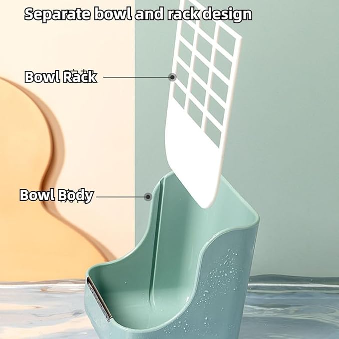 2 in 1 Food Hay Feeder for Guinea Pig, Rabbit Feeder, Indoor Hay Feeder for Guinea Pig, Rabbit, Chinchilla, Feed Bowls Use for Grass & Food (Blue)-PurrikoPets