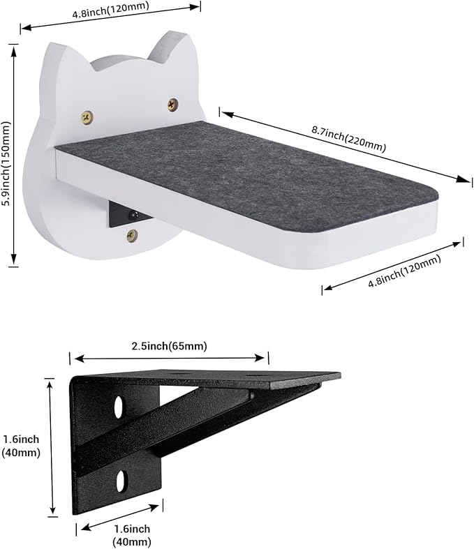 ESPETS White Painted Wooden Cat Wall Floating Steps Set of 3 - Wall Mounted Cat Floating Furniture Shelves and Perches, Sturdy Climber Stairs Ladders - Holds up 30lbs-PurrikoPets