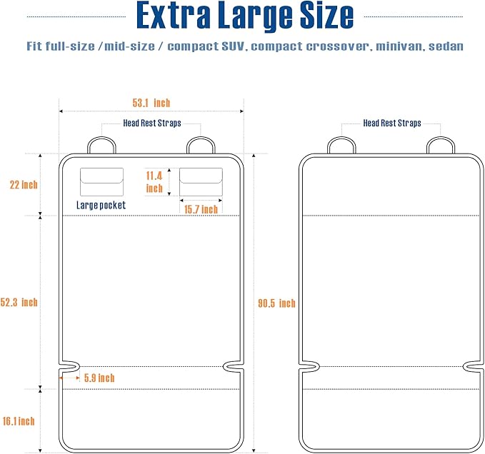 F-color SUV Cargo Liner for Dogs, Waterproof Pet Cargo Cover Dog Seat Cover Mat for SUVs Sedans Vans with 2 Large Pockets, Non-Slip, Large Size Universal Fit, Black-PurrikoPets