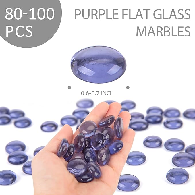 FUTUREPLUSX 1LB Purple Flat Glass Marbles, Purple Vase Filler, Glass Pebbles, Aquarium Rocks Fish Tank Beads for DIY Crafts Table Scatter Decor-PurrikoPets
