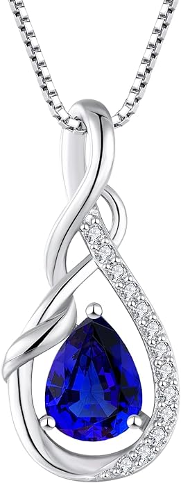 STARCHENIE Infinity Teardrop Pendant Necklace for Women 925 Sterling Silver Birthstone Jewelry