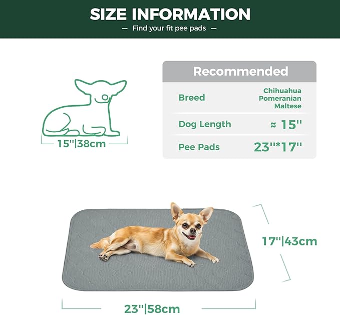 FXW Washable Pee Pads for Dogs, Puppy Pads with Super Absorbent, Specifically Designed for 24inch Cages, 23" × 17" Rectangle, Gray, 4 Packs-PurrikoPets