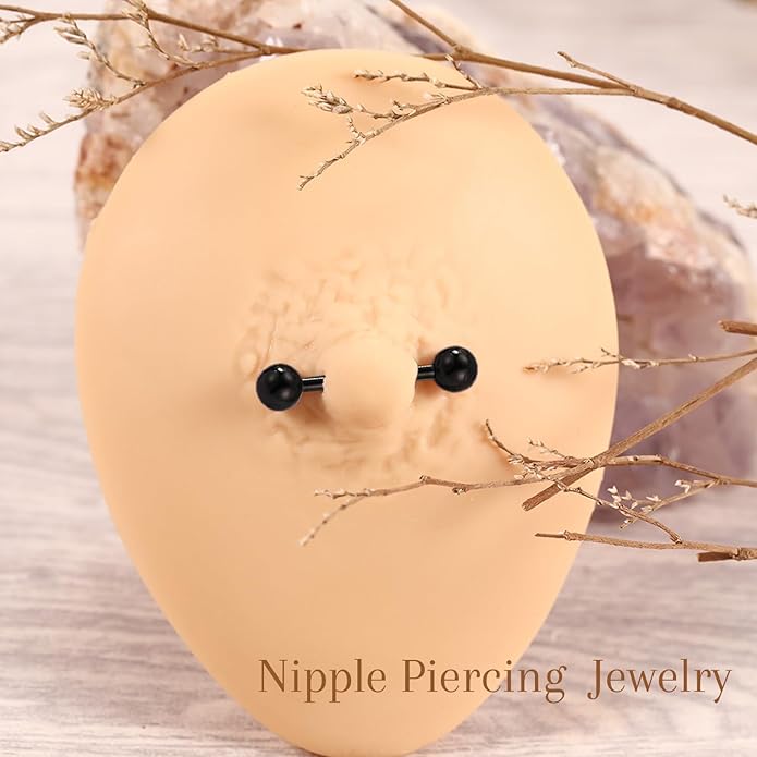 AROWRO Nipple Piercing Jewelry G23 Titanium Nipple Rings Tongue Rings Nipple Bar 14G Internally Threaded Straight Barbells Bridge Piercing Jewelry 12mm-20mm