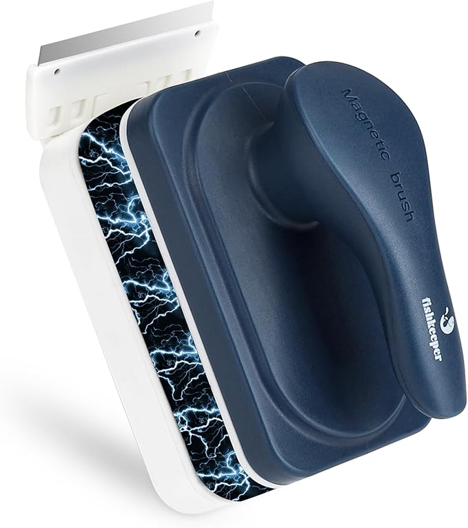 fishkeeper Aquarium Strong Magnetic Glass Cleaner Brush, Fish Tank Algae Magnet Cleaning Tool with 2 Detachable Scrapers, Mag Float Scrubber for 0.25-0.625Inch Glass and Acrylic Tanks-PurrikoPets