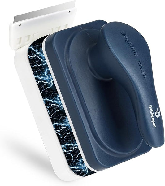 fishkeeper Aquarium Strong Magnetic Glass Cleaner Brush, Fish Tank Algae Magnet Cleaning Tool with 2 Detachable Scrapers, Mag Float Scrubber for 0.25-0.625Inch Glass and Acrylic Tanks-PurrikoPets