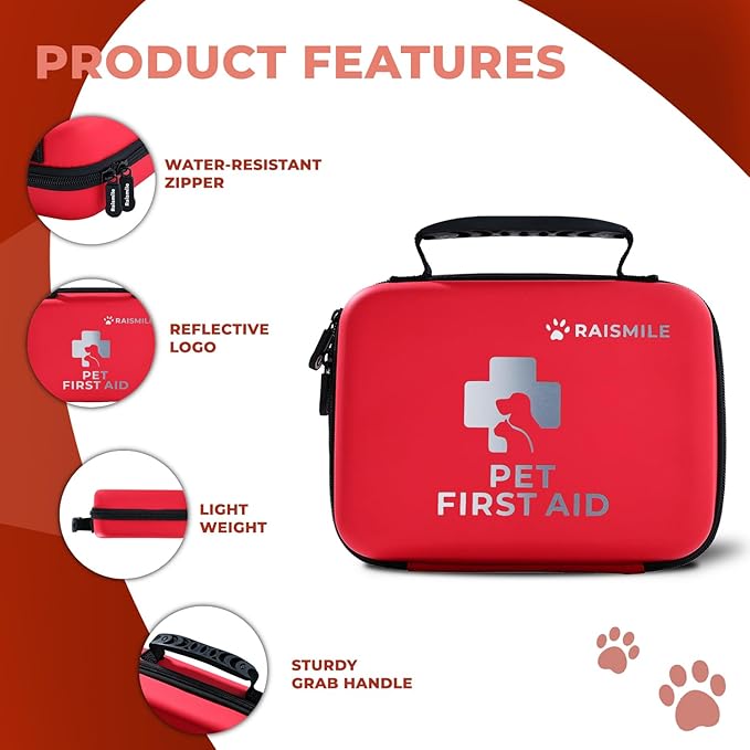 Dog First Aid Kit, Pet First Aid Supplies for Treat Dogs & Cats in an Emergency, Ideal for Use at Home, Outdoors, Traveling-PurrikoPets