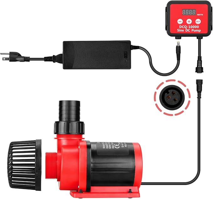 2640GPH 80W Aquarium DC Retrun Pump With LCD display Controller,DC24V 18FT Lift Controllable water pump for fresh and marine water fish tank,100 speeds ECO Quiet inline and submersible pump-PurrikoPets