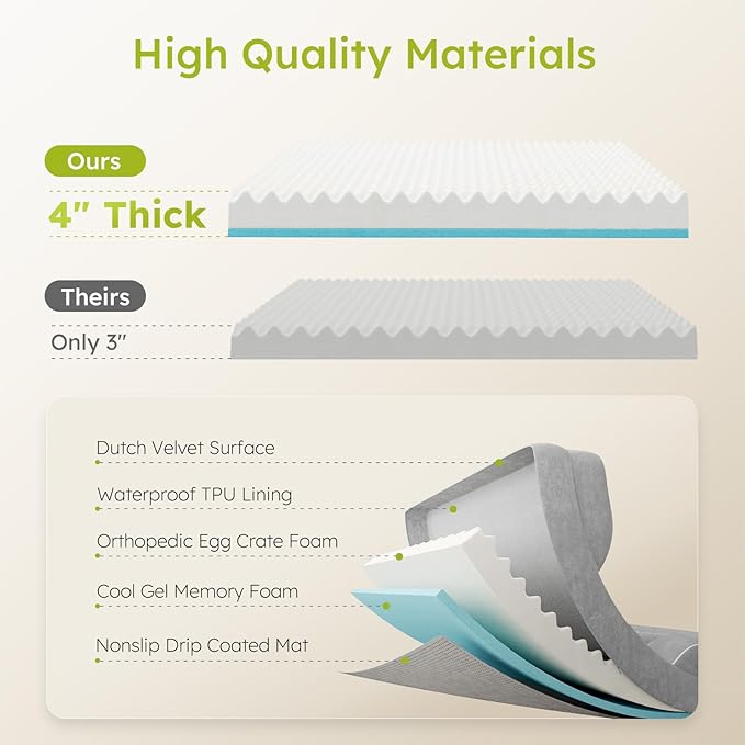 Extra Large Dog Bed, Orthopedic Dog Bed with Cooling Gel Memory Foam, Waterproof XL Pet Bed with Removable Washable Cover, 42" Pet Sofa Couch Dutch Velvet with Bone Toy, Light Gray-PurrikoPets