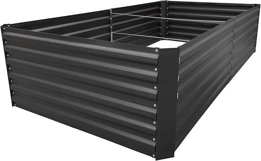 8x4x2FT Metal Raised Garden Bed Kit, Galvanized Outdoor Garden Bed Planter Box for Vegetables, Flowers, Herbs, Succulents and More, Black-PurrikoPets