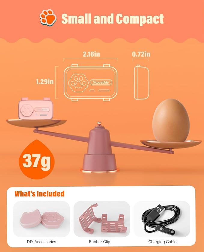 GlocalMe PetPhone for Dog and Cat, Support Play Music and Two-Way Call, Pet Community and AI Health Alerts, Real Time Tracking and Virtual Fence, Unlimited Range Pet GPS Tracker (Pink)-PurrikoPets