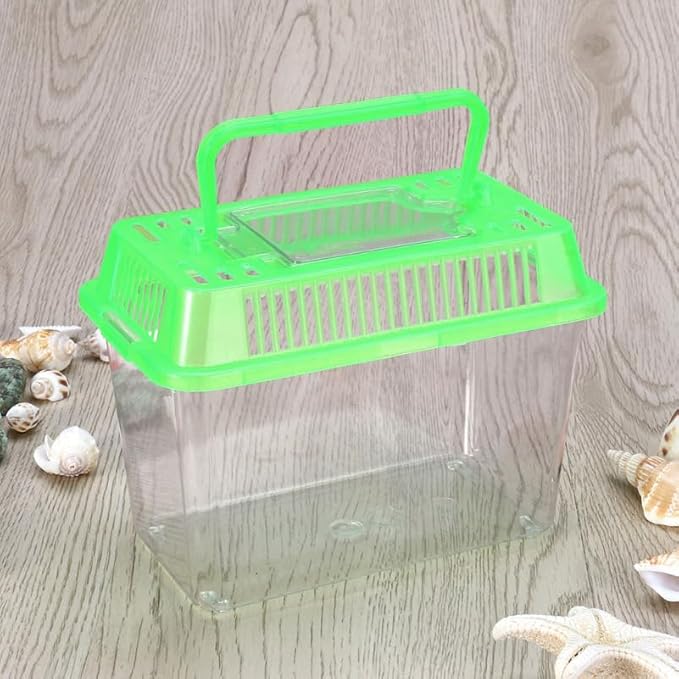 FRCOLOR Portable Plastic Turtle Tank - Transparent Aquarium Carrier Box for Small Pets Ideal for Hamsters Lizards and Fish Easy to Feed and Clean-PurrikoPets