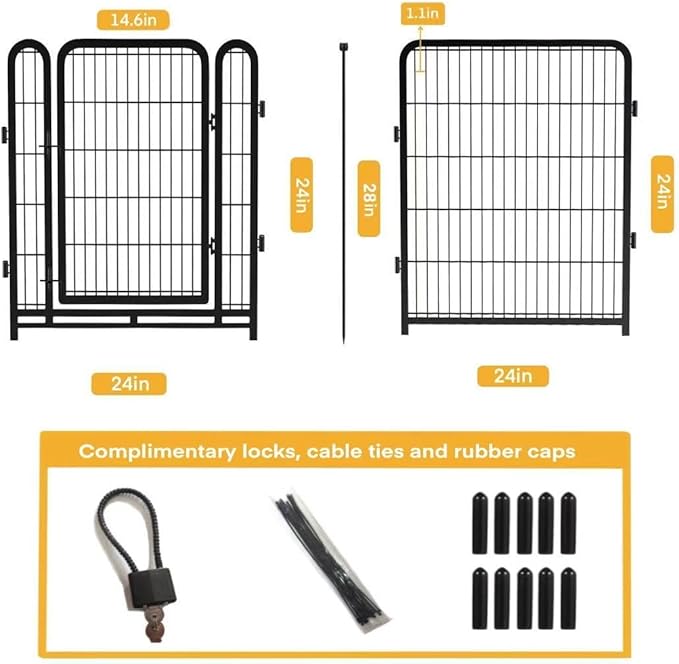 Dog Playpen 24 inch(H) 16 Panels Dog Fence Outdoor for Yard. Metal Dog Pen Heavy Duty Pet Puppy Exercise Pen for Rv Camping Garden Yard, Wide Door Low Threshold Dog Fence Total 31.4 Ft(L)-PurrikoPets