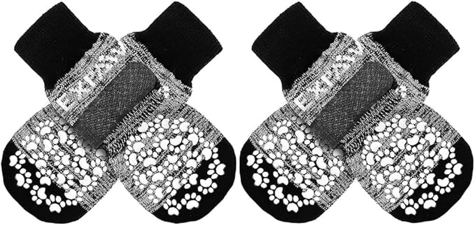 EXPAWLORER Anti Slip Dog Socks to Prevent Licking Paws, Dog Shoes for Hot Pavement, Dog Booties for Small Medium Large Senior Dogs, Traction Control Boots & Paw Protectors for Hardwood Floors-PurrikoPets