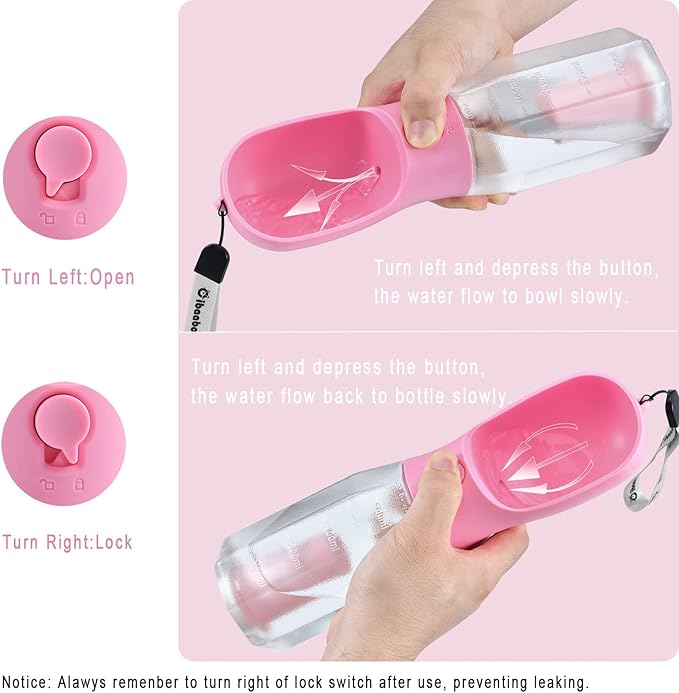 Dog Water Bottle with Food Container & Poop Bag Holder, Travel Water Bowl, Portable Pet Dispenser, Girl Dog Accessories Stuff Items Essentials Gift for Yorkie Chihuahua Walking Hiking-PurrikoPets