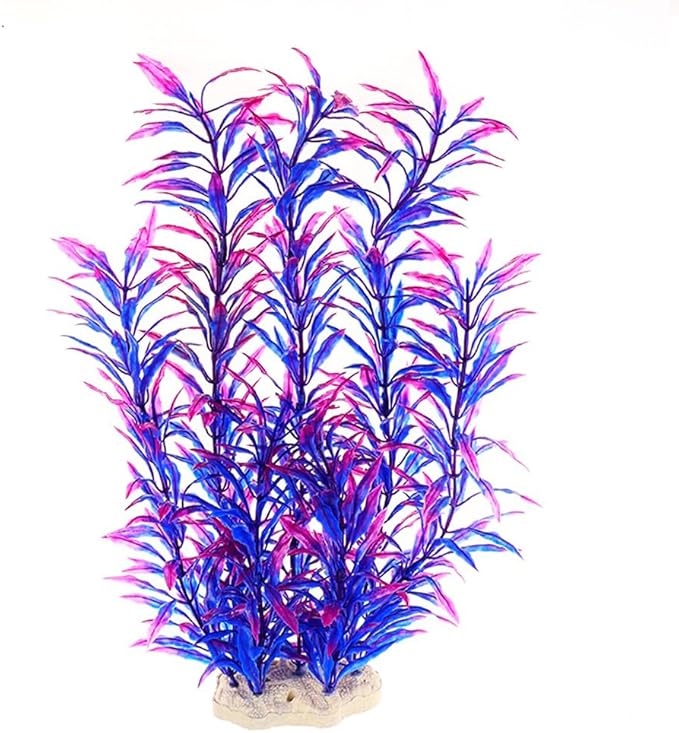 DSkoiph 2 pcs Aquarium Decor Plastic Plants Extra Large 21 Inches Artificial Fish Tank Plants Tall Fish Tank Decorations Artificial Green Water Plants (Purple)-PurrikoPets