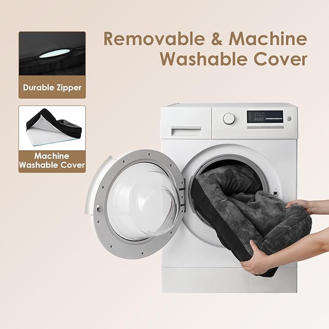 EHEYCIGA Memory Foam Dog Bed for Medium Size, Orthopedic Dog Sofa with Sides and Waterproof Liner, Washable Bolster Pet Couch with Removable Cover, 35x22x6.5 Inch, Grey/Black-PurrikoPets