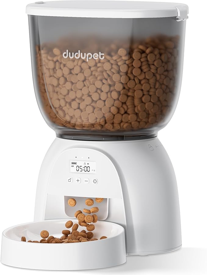 5L/21 Cup Automatic Cat Feeder, Timed Cat Dry Food Dispenser, Automatic Pet Feeders Dual Power Supply, 6 Meal Programmable 1-20 Portion Cats Feeder, Auto Dog Feeders,Pet Food Dispenser for Cats, Puppy-PurrikoPets