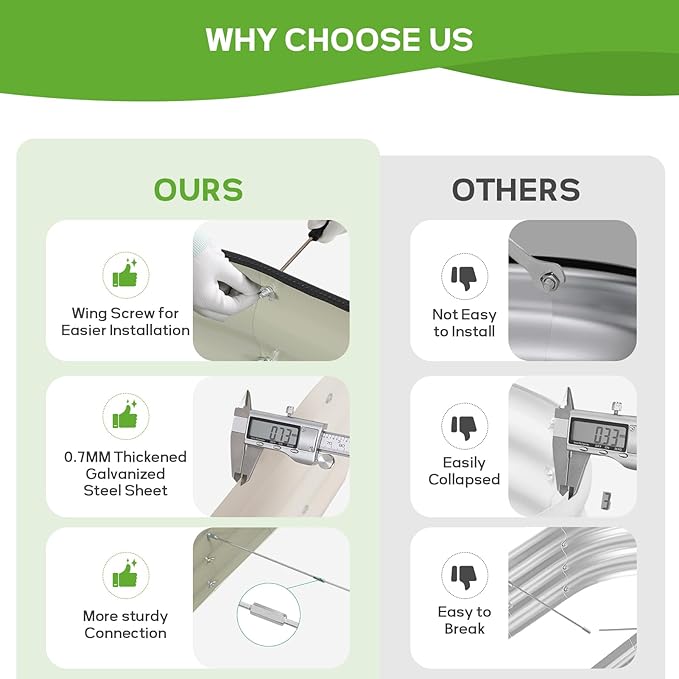 Galvanized Raised Garden Bed - 8×2×1ft Planter Raised Beds for Gardening | Oval Metal Garden Planter Box with Safety Edging and Bracing Rods for Vegetables Fruits and Flowers (White)-PurrikoPets