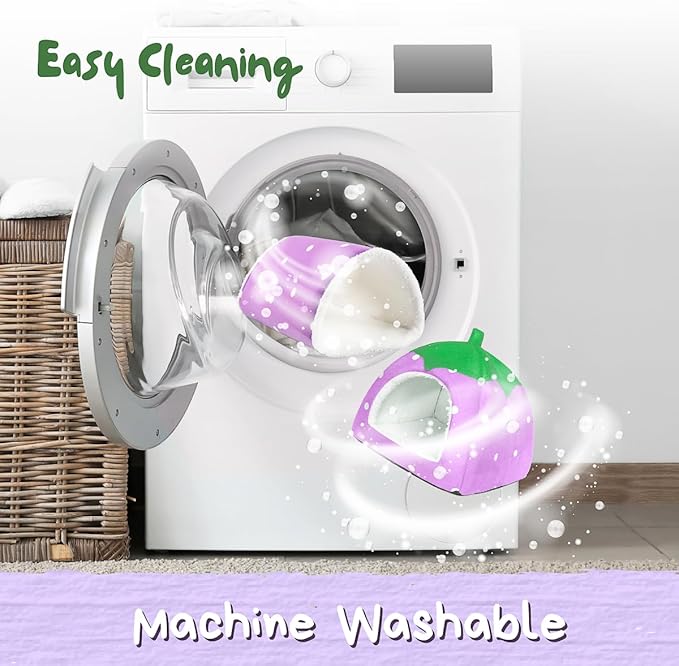 Guinea Pig Hideout with Tunnel, Washable Chinchilla House Bed, Fleece Hideaway, Enrichment Toys, and Cage Accessories for Ferret Hedgehog Small Animal-PurrikoPets