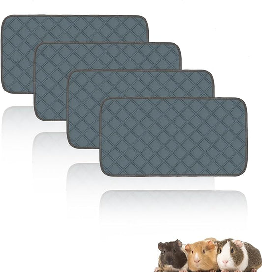 4 Pack Guinea Pig Cage Liners Washable Guinea Pig Bedding Reusable Waterproof Super Absorbent Guinea Pig Pee Pads Anti Slip Mat for Small Animals Rabbit Hamster Rat -28 x 14 Inch-PurrikoPets