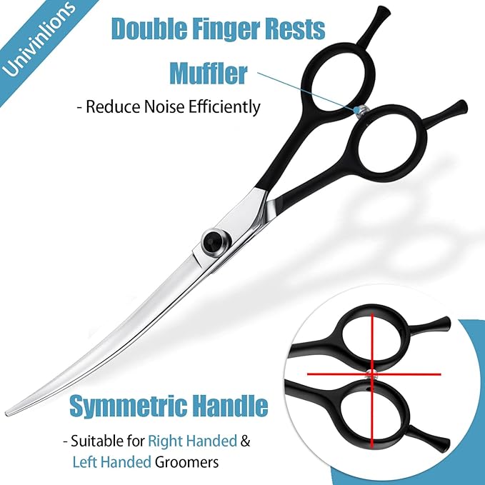 Dragon Creek 7" Upward Curved Dog Grooming Scissors - Safety Shears for Face & Paws Trimming - Black-PurrikoPets