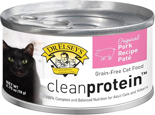 Dr. Elsey's cleanprotein Original Pork Recipe Wet Cat Food, (Pack of 24), 2.75oz Cans-PurrikoPets