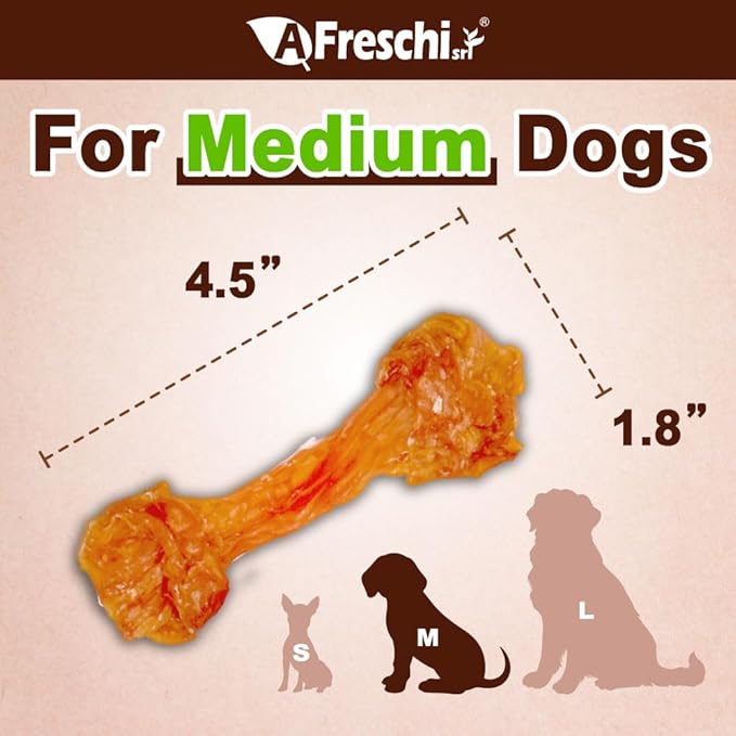 Afreschi Turkey Tendon Bone (M) 3.17 oz, USA-Sourced Turkey Tendon, All Natural Human Grade Dog Chew, Hypoallergenic, Rawhide Alternative, Dog Treats for Medium Breeds-PurrikoPets