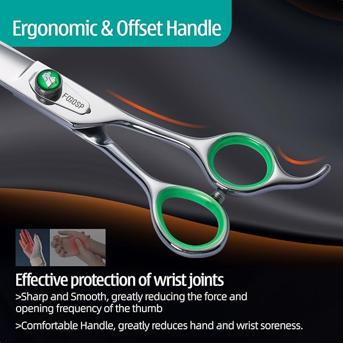 7'' Straight Dog Grooming Scissors Professional Grooming Shears for Dogs Cat Pet Japan 440C Stainless Steel Dog Cutting Scissors for Grooming Right Handed-PurrikoPets