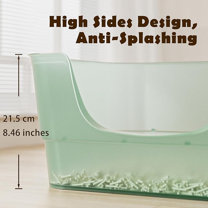 Extra Large Cat Litter Box with Clear Jelly Color,High Sided Litter Box for Big Cats,XL Cat Litter Box for Multiple Cats,Jumbo Cat Litter Box,Giant Kitty Litter Box,Anti-Splashing,Easy to Clean-PurrikoPets