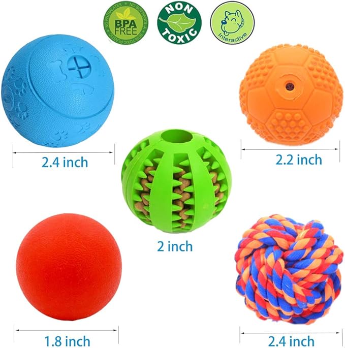 5 Different Functions Interactive Dog Toys for Puppies, Puppy Puzzle Toys for Small Dogs, Dog Balls for Small Dogs, Treat Dispensing Dog Toys, Squeaky Ball, Small Breed-PurrikoPets