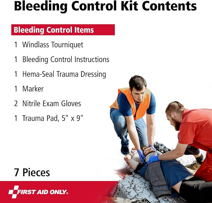First Aid Only 91512 Critical Essentials Bleeding Control Kit for Limb Wounds, 7 Pieces-PurrikoPets