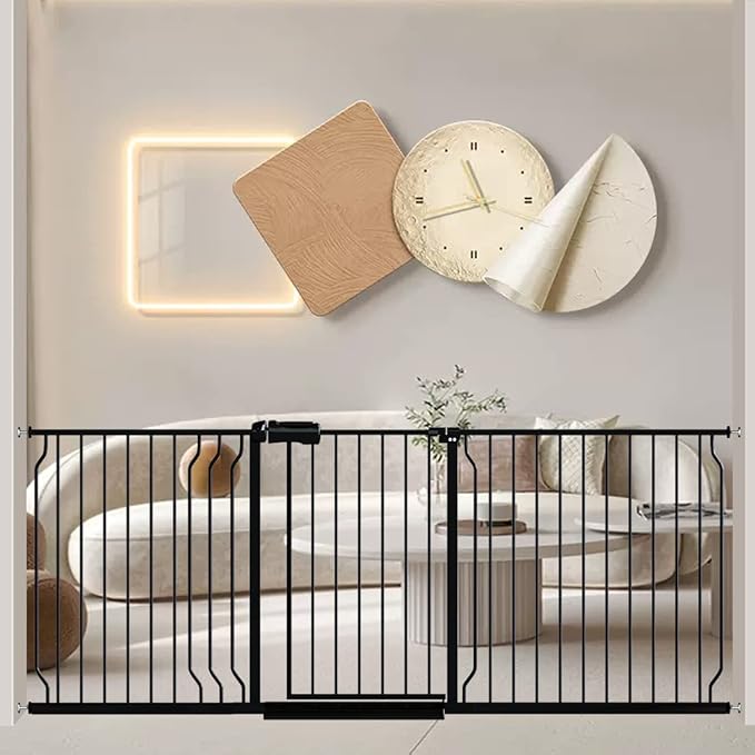 Fairy Baby Extra Wide Baby Gate 76.3-81.1 Inch Wide, Walk Through Pressure Mounted No Drill, Long and Large Tension Gate for Pet and Kids-PurrikoPets