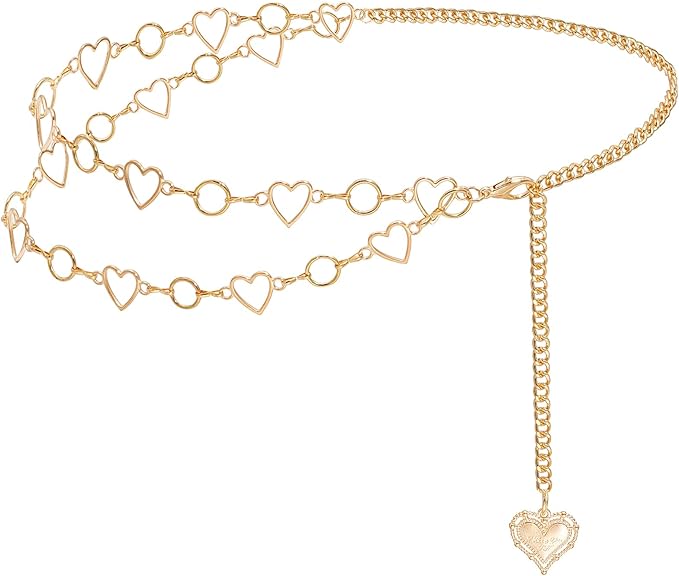 Metal Waist Chain Women - Love Hearts Pendant Adjustable Link Belt