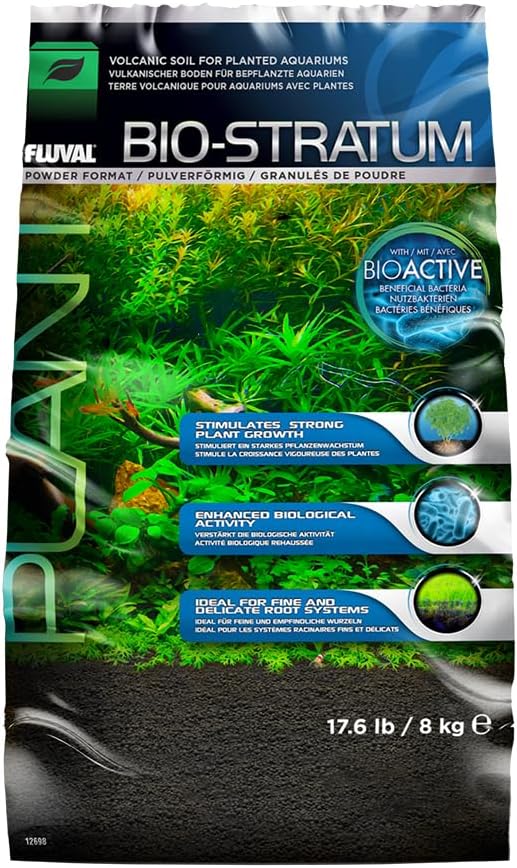 Fluval 12698 Natural Mineral-Rich Volcanic Soil Bio Stratum for Planted Tanks, 17.6 lbs. - Aquarium Substrate for Healthy Plant Development, Growth, and Color-PurrikoPets
