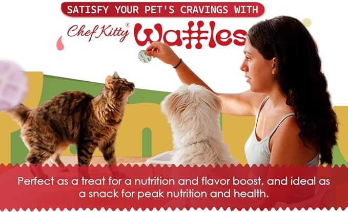 Freeze Dried Chicken Cat & Dog Waffle Treats - Made with Human Grade Chicken Breast & Liver - 5 Natural Flavors - Healthy, Tasty, Dry Food for Indoor Cats, Dogs - Inspected & Tested in USA-PurrikoPets
