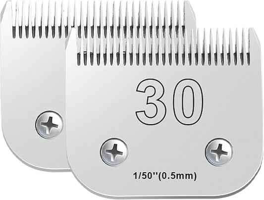 2PCS 30 Blades Dog Grooming Blades Compatible with Andis Dog Clippers,Dog Clipper Blades Compatible with Oster A5,Wahl km10 Dog Clippers for Animal Dog Cat Horse,Stainless-Steel Blade Sharp-PurrikoPets