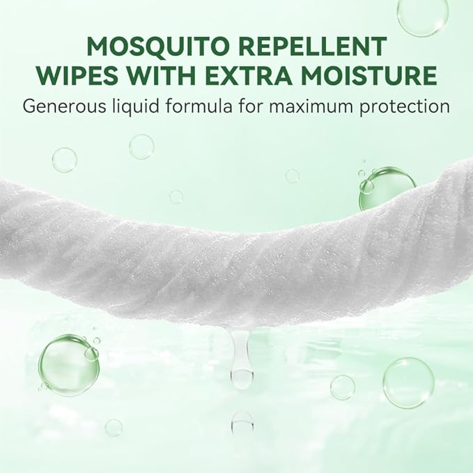 60 PCS Mosquito Repellent Wipes, Individually Wrapped Insect Repellent Wipes Made of Natural Plant-Based Essential Oils, Safe & Effective Insect Protection Perfect for Outdoor Activities, Long-Lasting-PurrikoPets