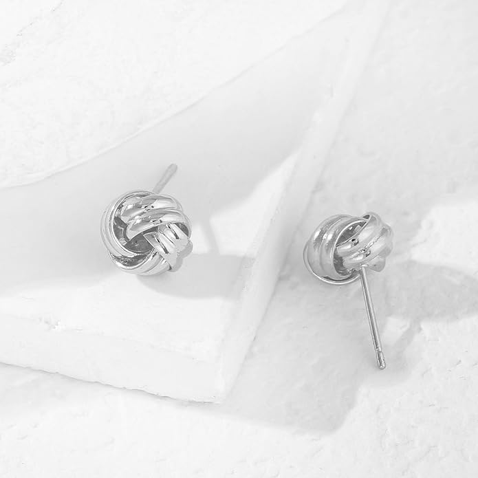 14K Gold Plated Knot Earrings for Women Gold Silver Earrings Heart Link Drop Dangle Earring Chunky Golden Knotted Statement Jewelry