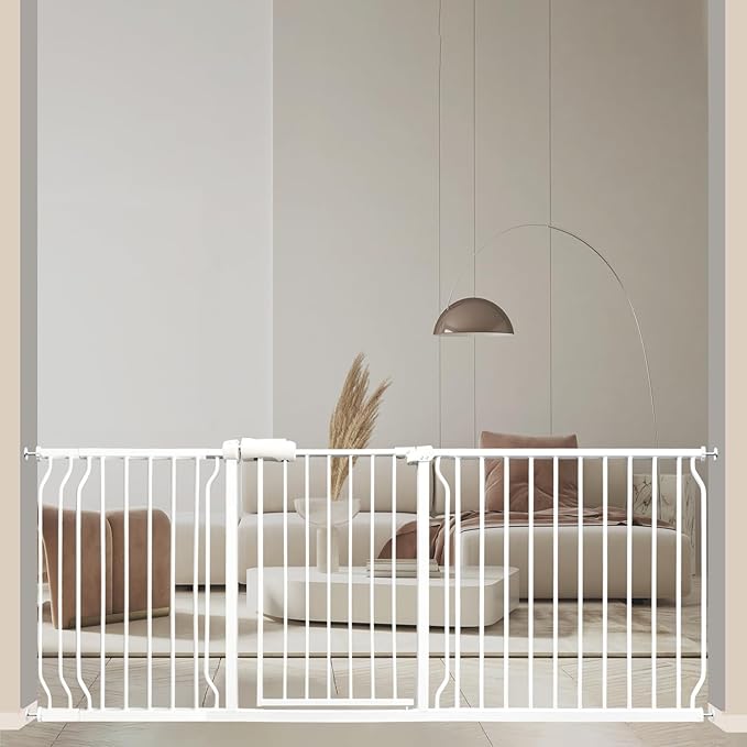 Extra Wide 76.4-81 Inch Large Baby Gates for Stairs, Doorways - No Drilling, Pressure Mounted Pet Gates for Kids & Dogs-PurrikoPets