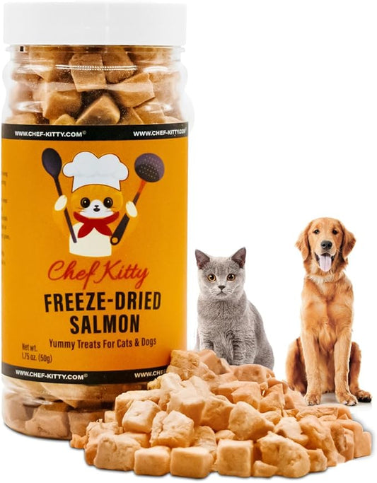 Freeze-Dried Salmon Treats for Cats & Dogs – 100% Wild Caught, Single Ingredient, High-Protein, Healthy Snack – No Additives or Preservatives – 1.4oz - Inspected & Tested in USA-PurrikoPets