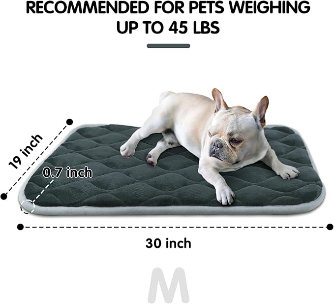furrybaby Dog Bed Mat Flat Crate Mat with Anti-Slip Bottom Machine Washable Pet Kennel Pad for Dog Sleeping (M 30x19'', Grey Mat)-PurrikoPets