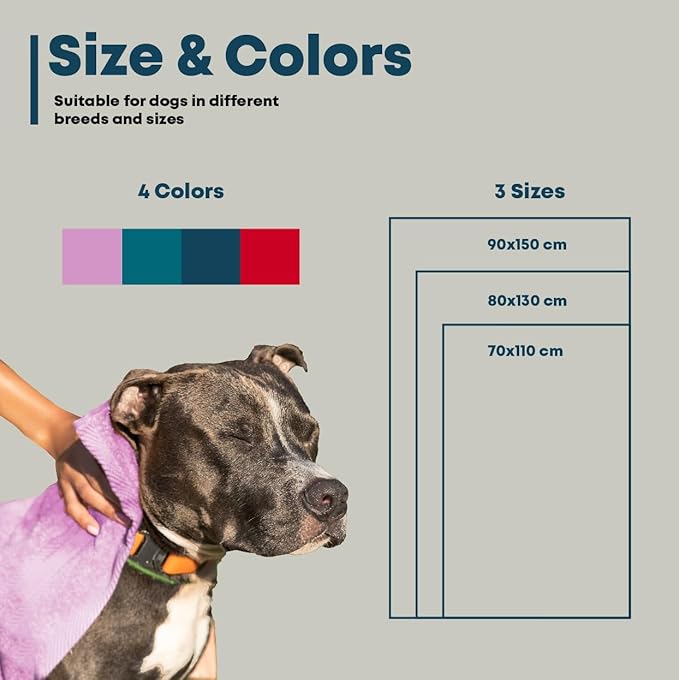 Extra Large Dog Towel Soft Absorbent Bath Pet Towels for Drying Dogs, Elastic Terry Microfiber Soft Towel, Machine Washable, Quick Dry, Multipurpose (L, XL, 2XL) (Purple, L)-PurrikoPets